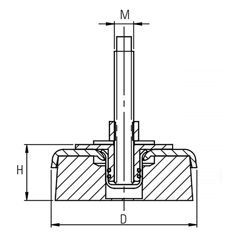 Stopa regulowana antywibracyjna CAST-ES2 FI 120mm/M16x1,5/120mm/1000 kg poziomujaca z wibroizolatorem