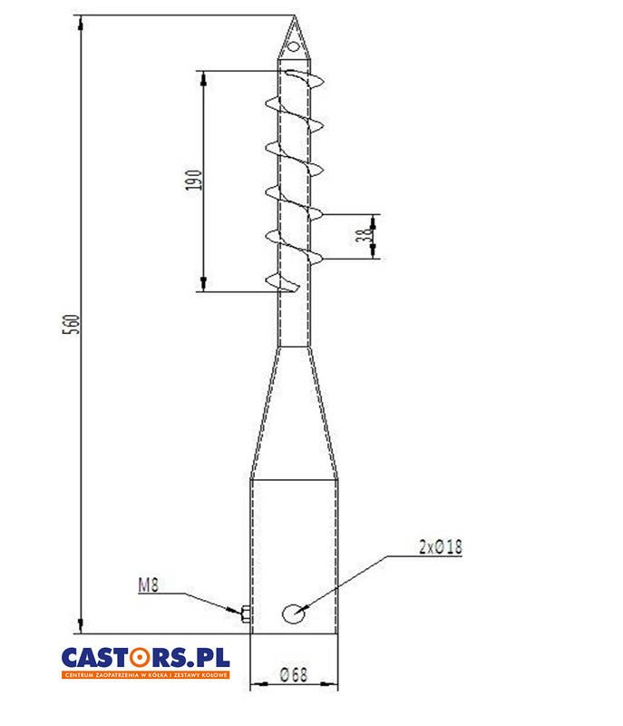 Kotwa do ziemi wkręcana 68x560mm - główka okrągła fi68 - podstawa do słupa