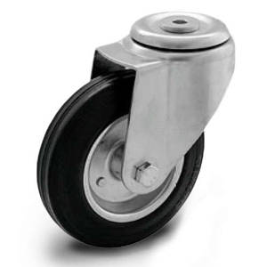 Zestaw kołowy skrętny KJE-SG 200W koło gumowe stalowa piasta  Nośność 230 kg / 200mm / wałeczkowe