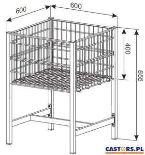STÓŁ EKSPOZYCYJNY 600X600 H-850/400 KOSZ SKLEPOWY SIATKOWY